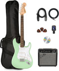 Fender Squier Affinity Stratocaster Limited Edition - Surf Green Bundle with Frontman 10G Amplifier, Gig Bag, Tuner, Instrument Cable, Strap, Picks, and Austin Bazaar Instructional DVD