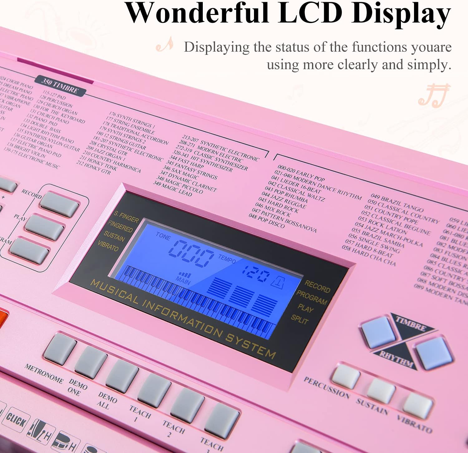 Eastar Electronic Keyboard Piano Kit 61 Key for Beginner, Children Digital E Piano with Stand, Bench, Music Stand and Microphone, Pink, Musical Instrument Birthday Gifts for Kids Girls Daughter