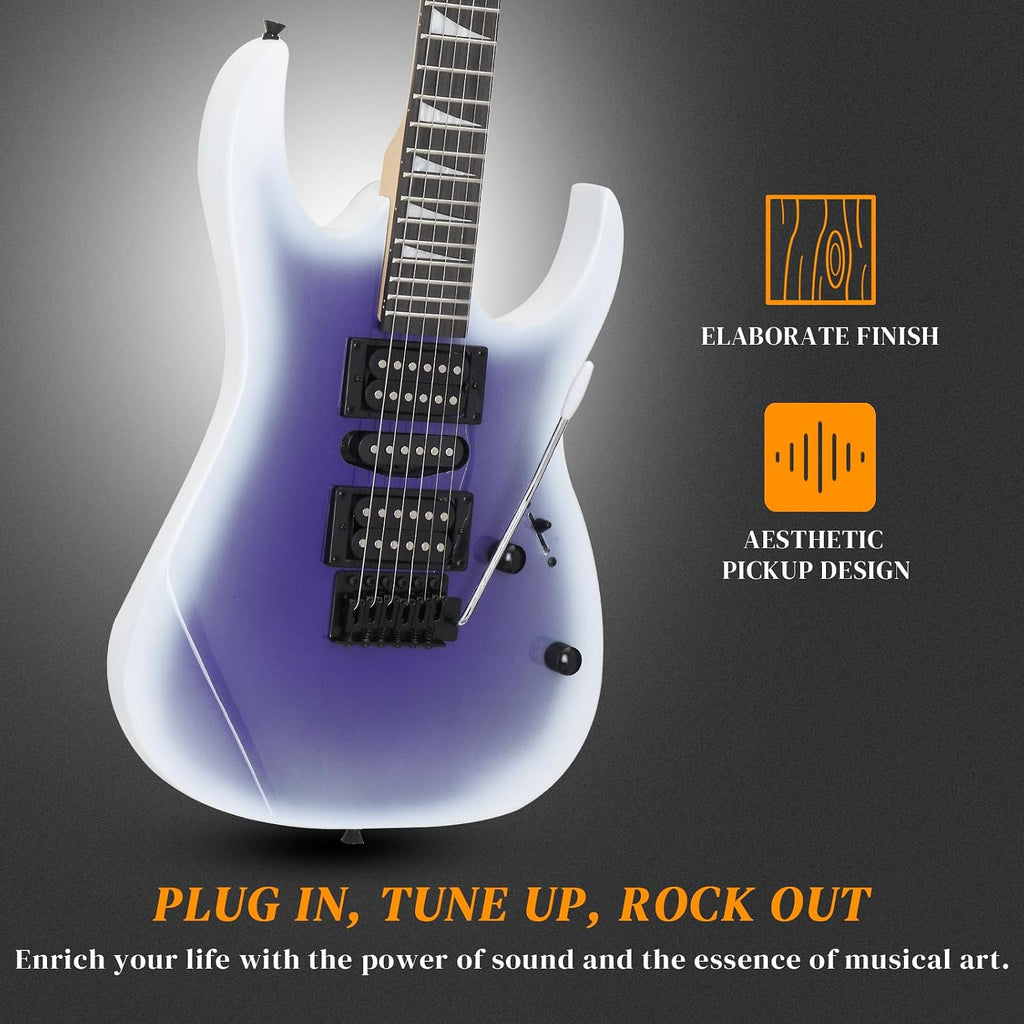 Ktaxon 39' Electric Guitar with 20Watt Amp, Full Size 170 Model Starter Guitar Kit for Beginners & Professionals W/Bag, Strap, Upgrade Cable, Guitar Capo, Tremolo Arm - Gradient Purple