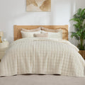 BEDELITE Velvet Quilt Set Oversized California King- Luxury Velvet Comforter Bedding Set 3 Pieces, Soft Cozy Cream White Oversized Bedspread Coverlet for All Seasons with 2 Pillow Shams