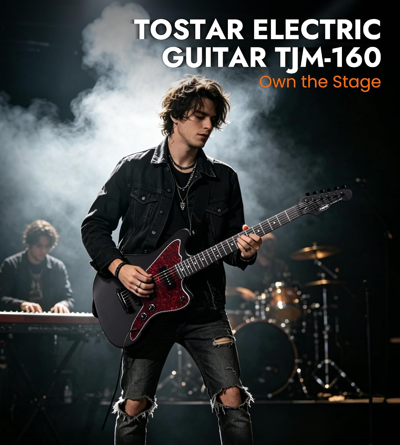 Tostar Electric Guitar: P90 Pickups, TOM Bridge & Smoked Matte Finish, 3-Way Switch, 39' Solid Body Electric Guitar for Intermediate Players, Guitarra Eléctrica Kit, Musical Birthday Gifts, Black
