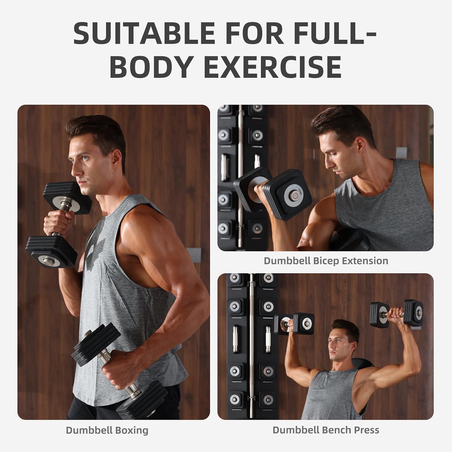 DHT Adjustable Dumbbells, Dumbbell Sets with Rack, Free Weights Dumbbells Set, All-Purpose Fitness, Anti-Rolling, Weights Set for Gym, Home, Office, 2.2-22 lbs, 1 Set
