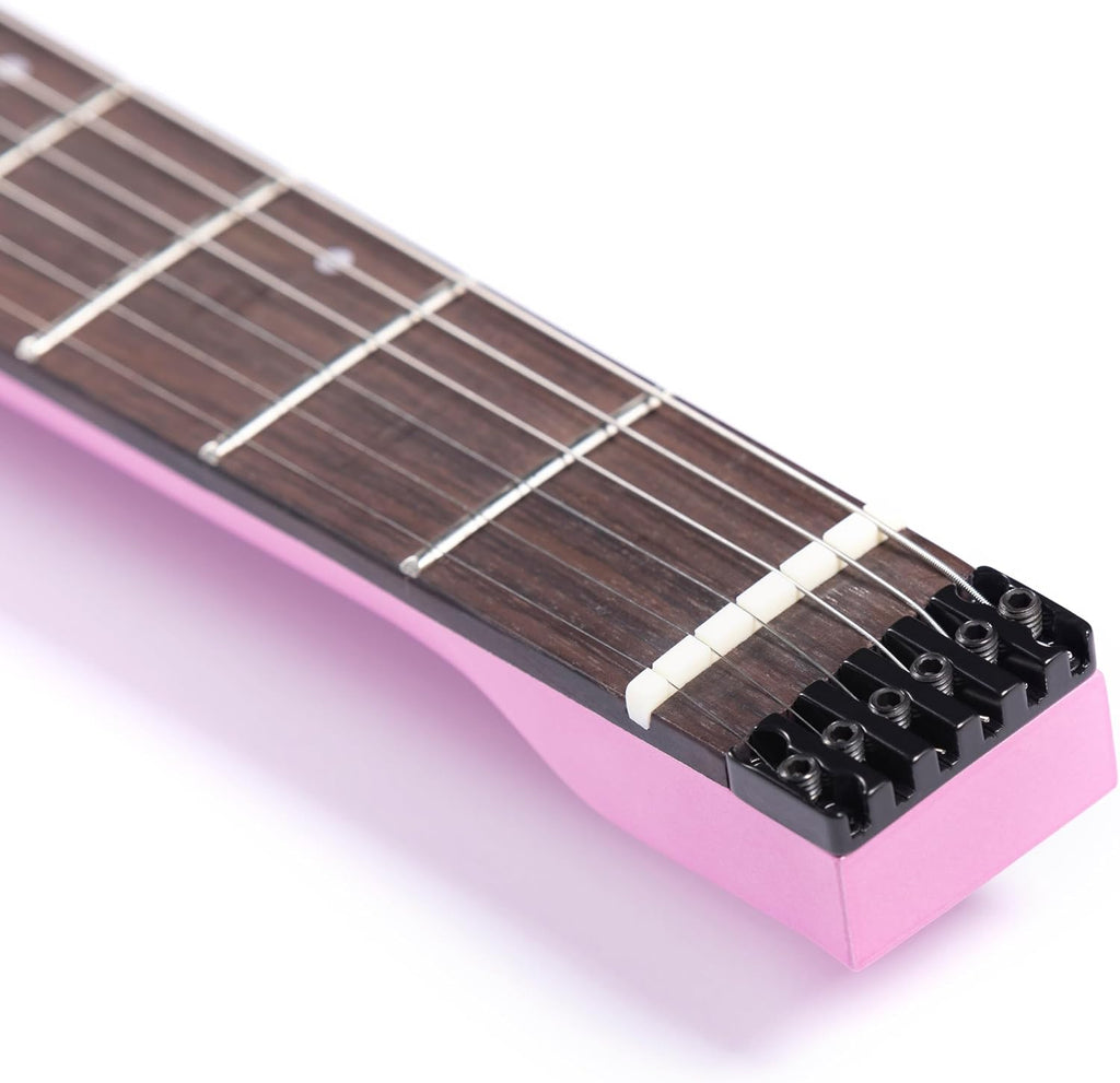 Grote Headless Electric Guitar Solid Mahogany Body Canadian Maple Neck Model GRHL-03 (Pink)