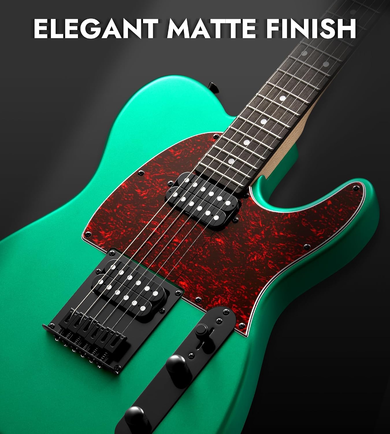 Tostar Electric Guitar: HH Humbuckers, Fixed Hardtail Bridge & Smoked Matte Finish, 3-Way Switch, 39' Solid Body Electric Guitar for Intermediate Players, Guitarra Eléctrica Kit, Birthday Gifts, Green