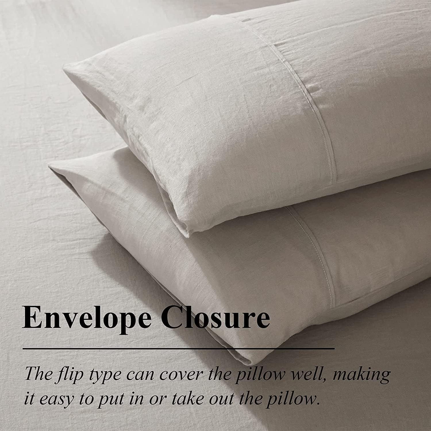 Ivellow Linen Duvet Cover King Size 100% Washed French Flax Pure Linen King Duvet Cover Set Soft Breathable Durable Cooling Comforter Cover Natural Linen Bedding Set 3 Pcs-1 Duvet Cover 2 Pillowcases