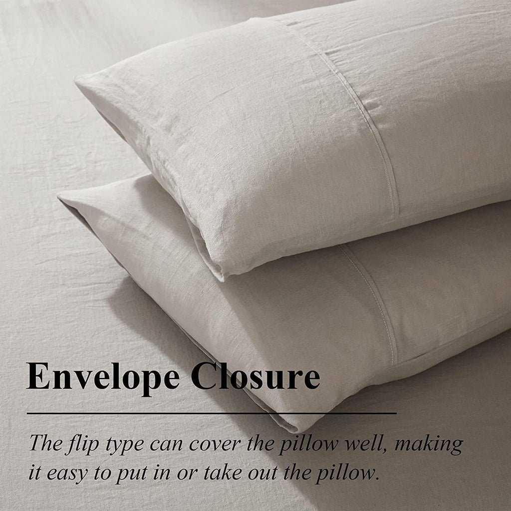 Ivellow Pure Linen Duvet Cover Queen 100% Natural Washed French Flax Linen Duvet Cover Queen Size 3 Pcs Soft Breathable Moisture Wicking Comfy Cooling Linen Bedding Comforter Cover with 2 Pillowcases