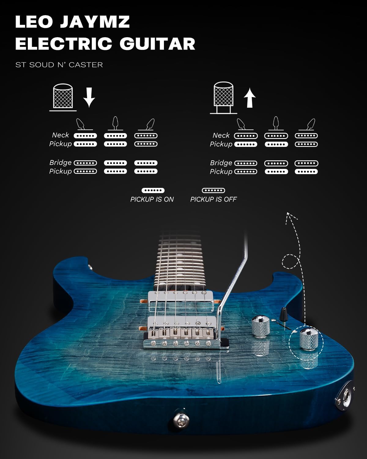 Leo Jaymz ST Pro Electric Guitar with Coil-Split, Roasted Maple Neck, Rosewood Fingerboard, Mahogany Body, Alnico 5 Pickups