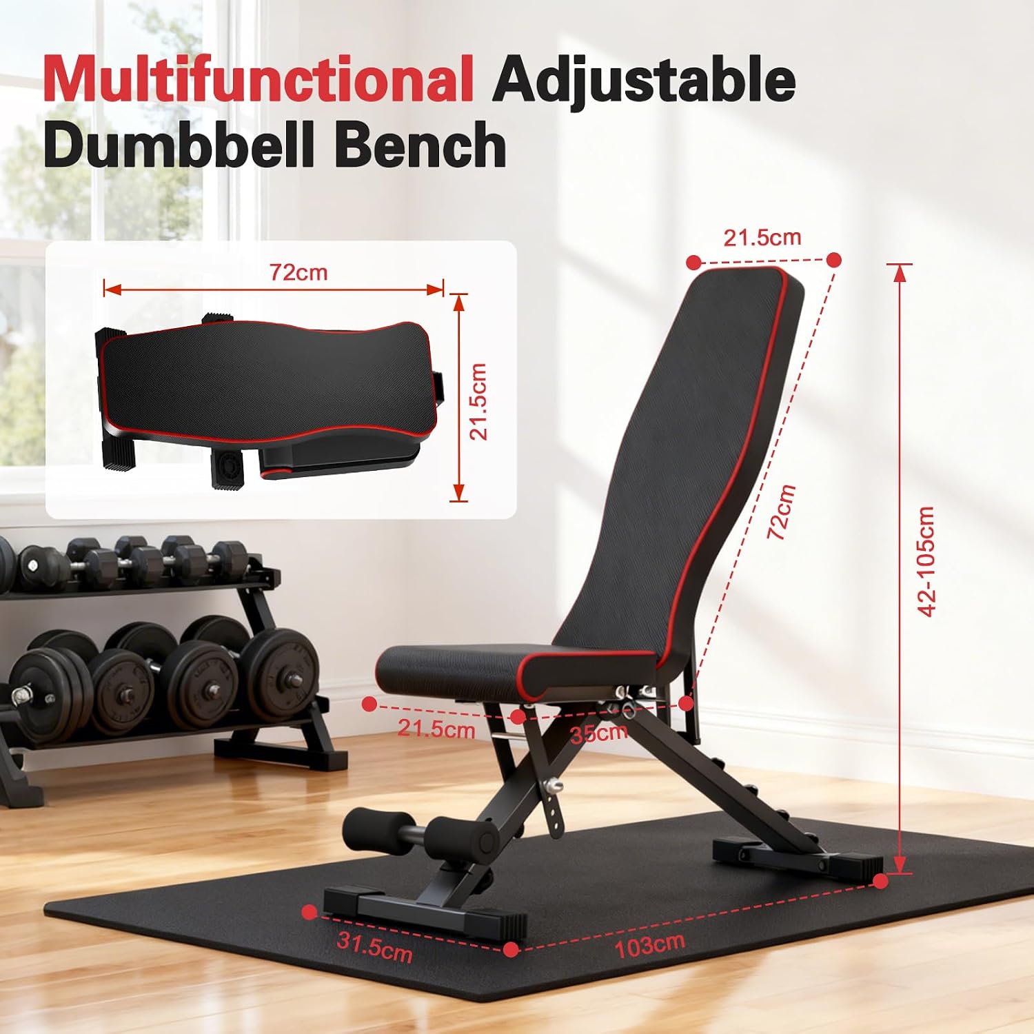 2026 ALSO GO New Adjustable Weight Bench, Workout Benches with Leg Extension, Foldable Incline Decline Bench Press, Roman Chair, Full Body Strength Training Equipment for Home Gym