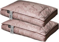 Luxury Mulberry Silk Filled Pillow 2 Pack - 100 Count Cotton Jacquard Pillowcase, Ultra-Soft & Smooth Natural Mulberry Silk Bed Pillows for Sleeping, Head & Neck Support, 48 X 74CM,Pink