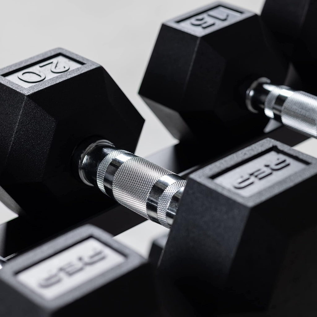 REP FITNESS 5 to 50 Ergo Dumbbell Set with Matte Black 3-tier Dumbbell Rack