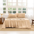 THXSILK Silk Sheet Set 4 Pcs, King Size Sheet Set, 22 Momme 7A+ Silk Sheets, Soft and Breathable Bed Sheets with 1 Flat Sheet, 1 Fitted Sheet, 2 Pillow Shams, Champagne