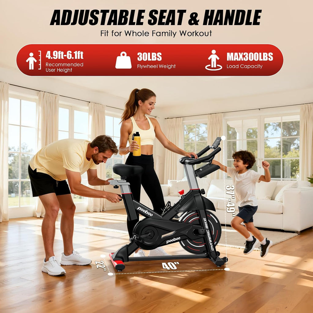 pooboo Exercise Bike,Stationary Bike with Exclusive App for Home,Magnetic Low Noise Indoor Cycling Bike with 350lbs Weight Capacity,Adjustable Seat,Tablet Mount and LCD Display for Weight Loss