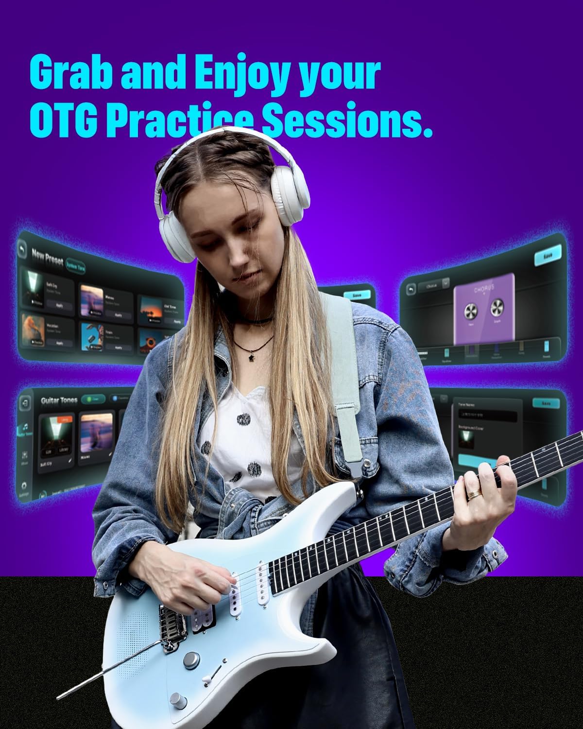 Enya Inspire 39' Smart Electric Guitar - Carbon Fiber Body with Built-in 15W Speaker, 20 Tones & App Control, 4 Presets, Bluetooth, Gig Bag Included, 2-Year Warranty
