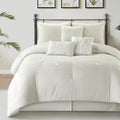 LANCO MODERN LIFESTYLE Beige King Comforter Set, Chain Stiching 3D Floral Embroidery, Exquisite and Elegant Bedding Sets, 7 Pieces Bed in a Bag, Bedskirt, Pillow Shams and Decor Pillows