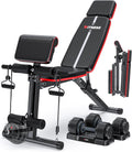 XDDIAS Adjustable Weight Bench, Workout Bench with Leg Extension and Preacher Curl Pad, Weight Bench for Home Gym, Foldable Exercise Bench, Quick Adjustment Incline Bench Press