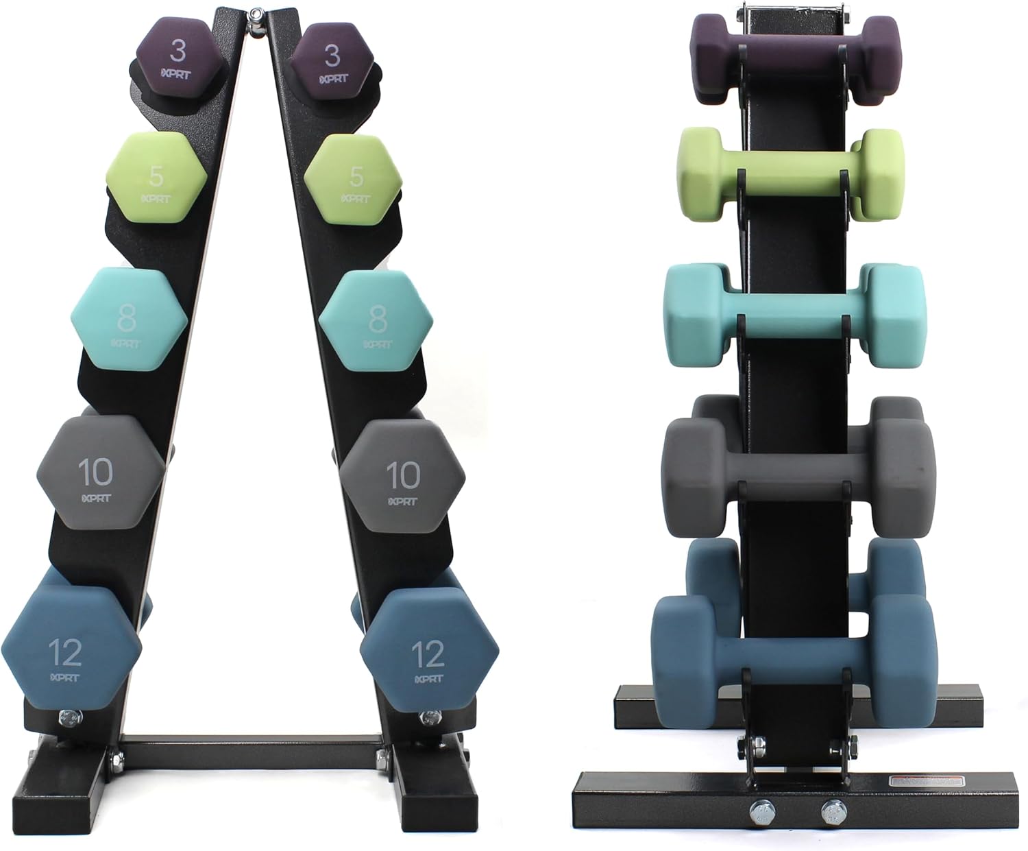 XPRT Neoprene Dumbbell Set with Rack - 5-Pair Weights for Home Gym