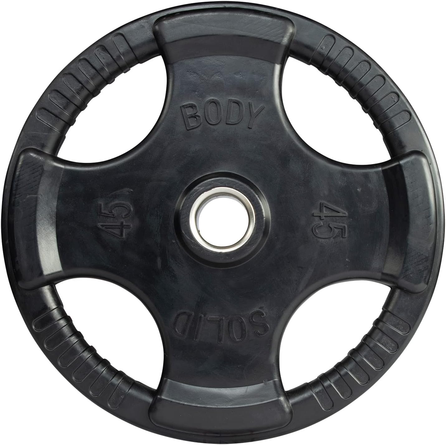 Body-Solid Rubber Coated Olympic Weight Plate (1), with Anti-Slip Grip - Perfect for Strength Training, Home Gym, and Barbell Workouts