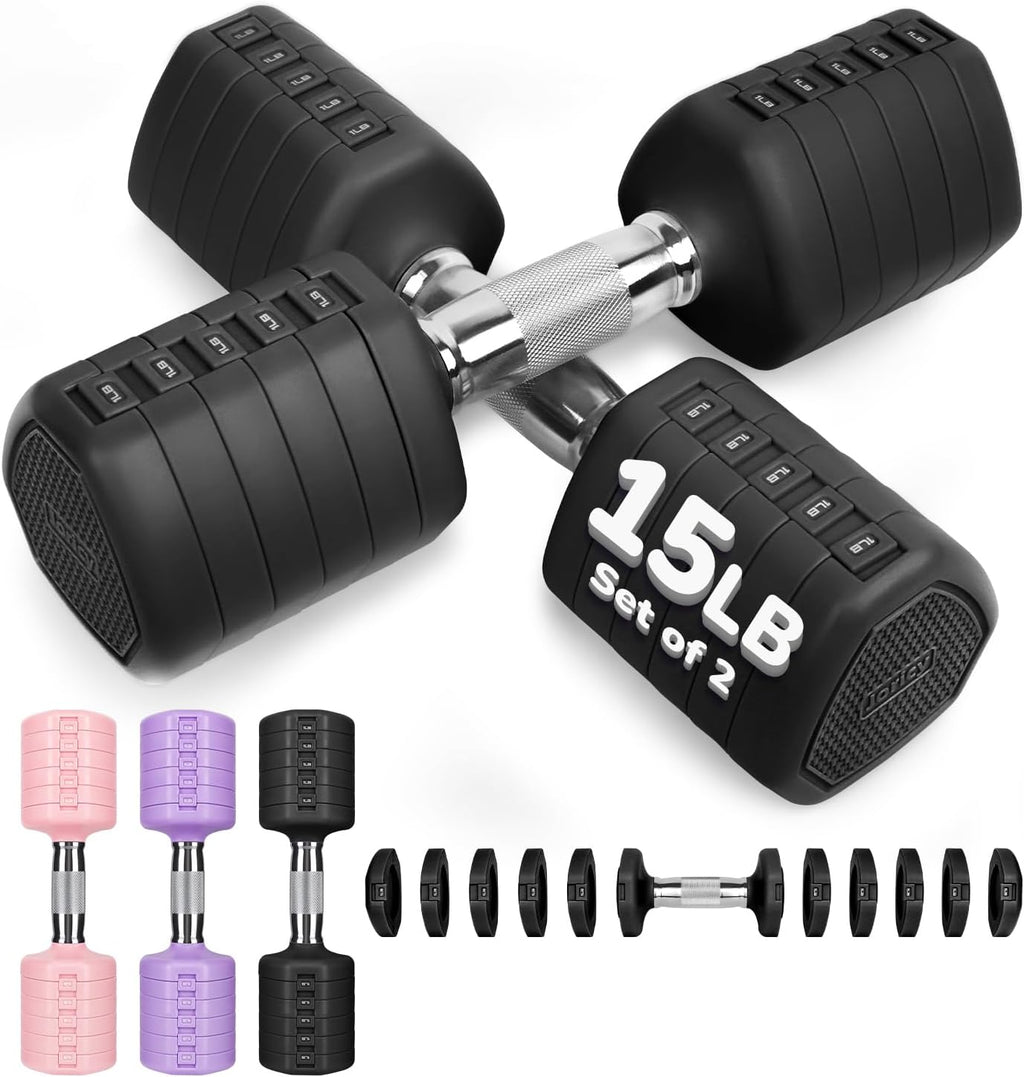 10LBS 20LBS 30LBS Dumbbell Set, Adjustable Dumbbells Set of 2 Hand Weights for Women Men Weight Sets for Home Gym Outdoor Exercise Workout Strength Training Equipments