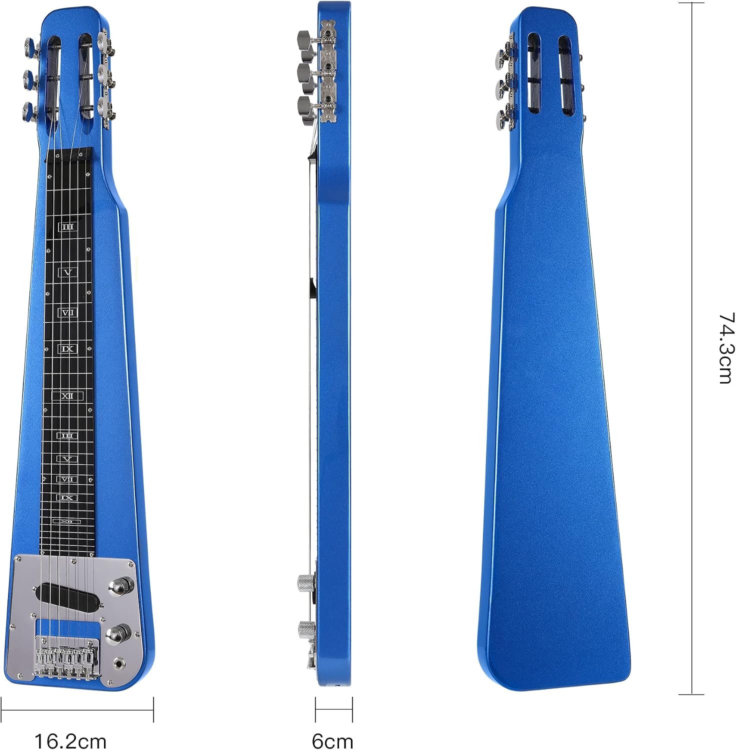 Batking Lap Steel Guitar 6 String Slotted Head Stock Electric Slide Guitars Light Blue Colour