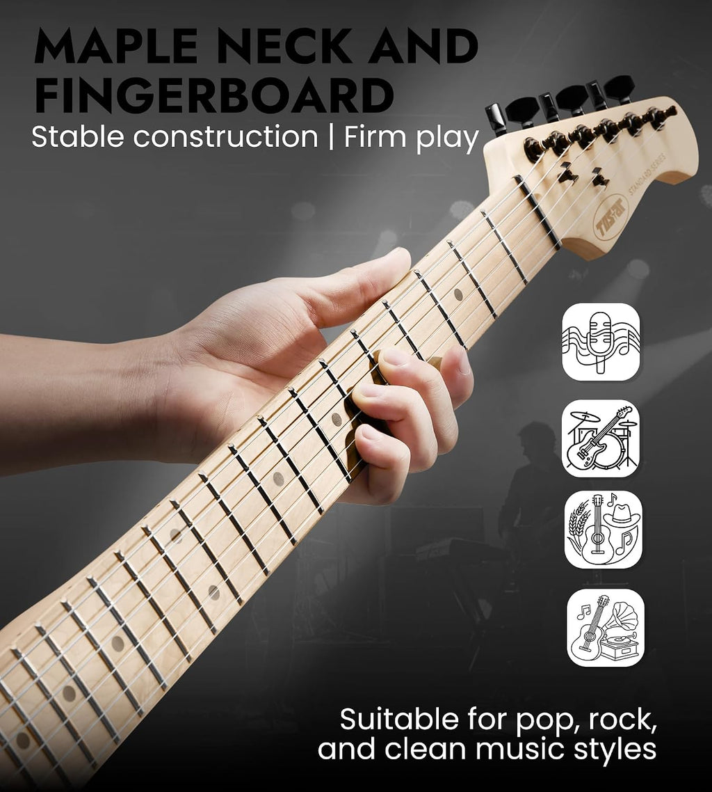 Tostar Electric Guitar 39' Kit for Beginners 6 String Bundle with Amp HSS Pickup with Gig Bag,Capo,Tremolo, Strap, Picks Black Electric Guitars Full Size for Gifts