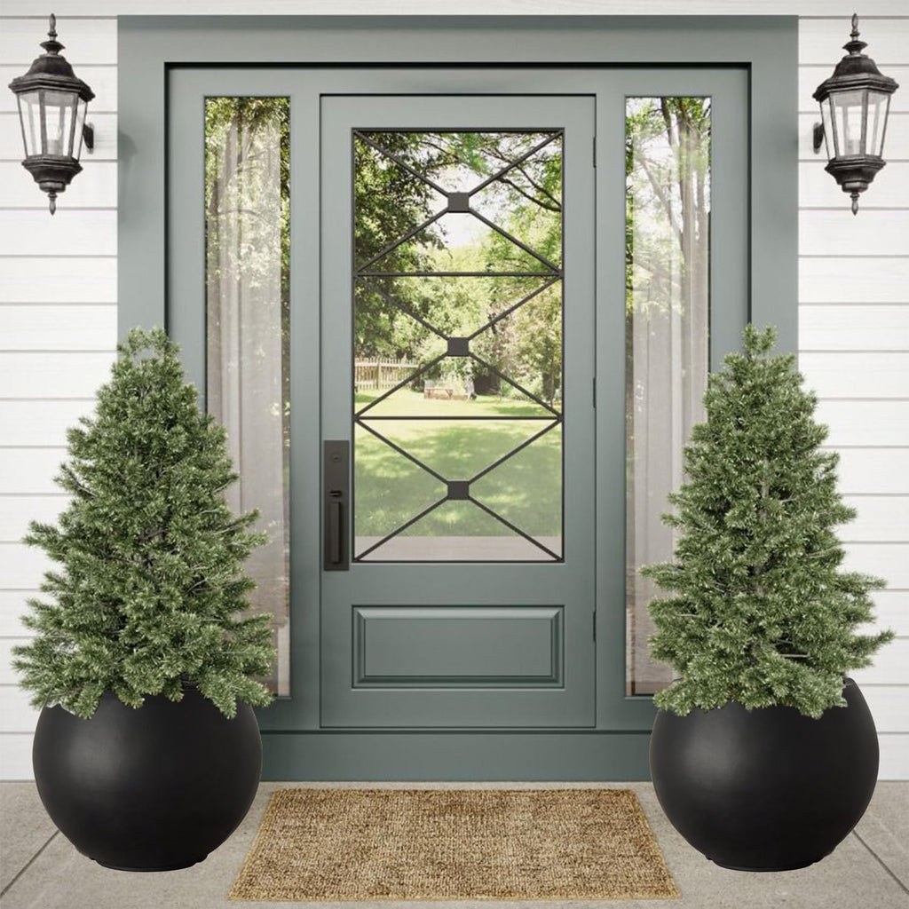Panlaolao 17 H x 21' Dia (15' Pot Opening) Round Fiberstone Planter with Drainage Hole, Black, Indoor/Outdoor Large Plant Pot for Home Patio Garden, Planter for Christmas Tree, Ideal for Large Plants