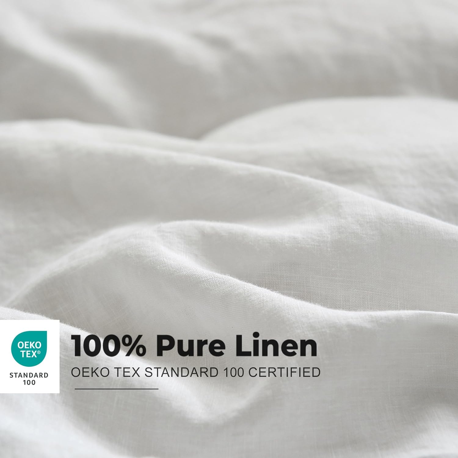 Simple&Opulence 100% Washed Linen Duvet Cover Set with Embroidered, 3 Pieces Soft Farmhouse Comforter Set with Button Closure,1 Duvet Cover and 2 Pillowshams(King,White)