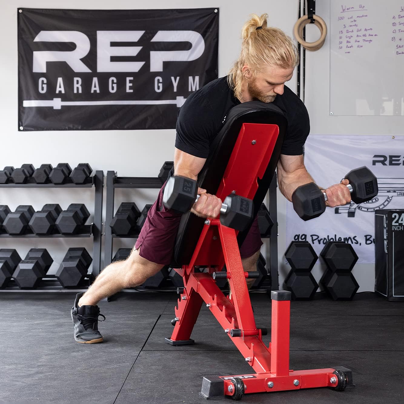 Rep 5-100 lb Rubber Hex Dumbbell Set, Low Odor