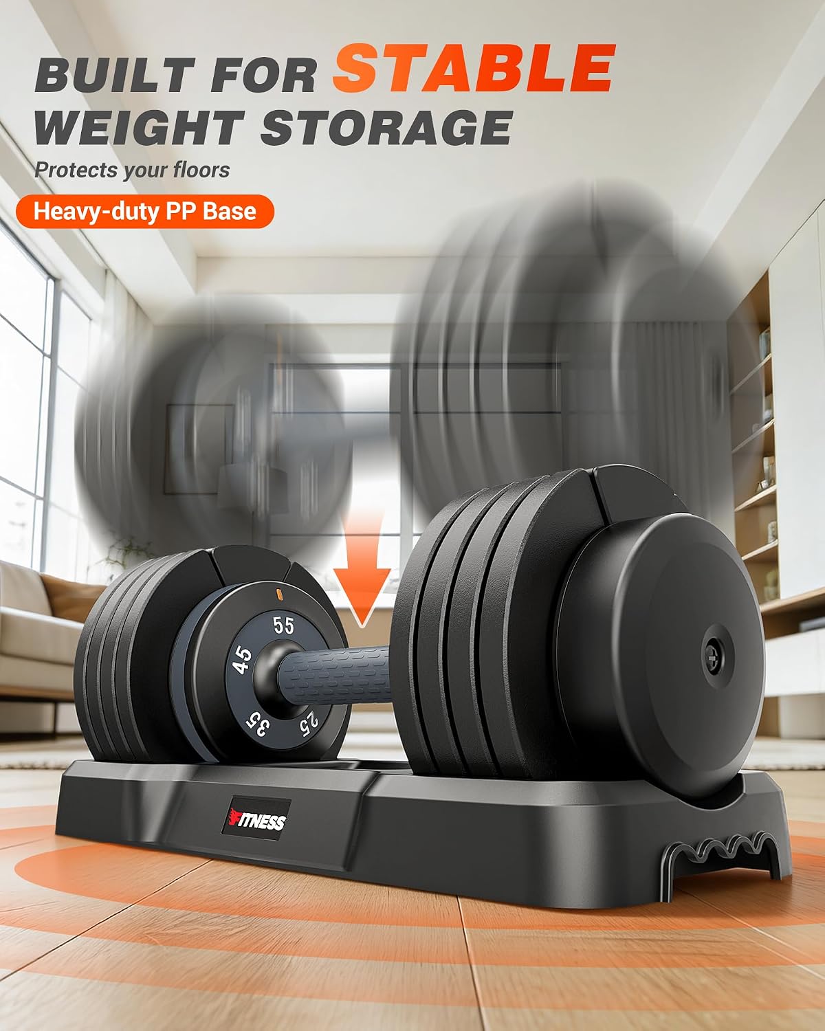 Rendpas Adjustable Dumbbells Set of 2, 5-in-1/10-in-1/16-in-1 Quick-Lock Hand Weights 25/55/80 lbs Pair, Anti-Slip Handle Free Weights Set for Home Gym Strength Training for Men Women