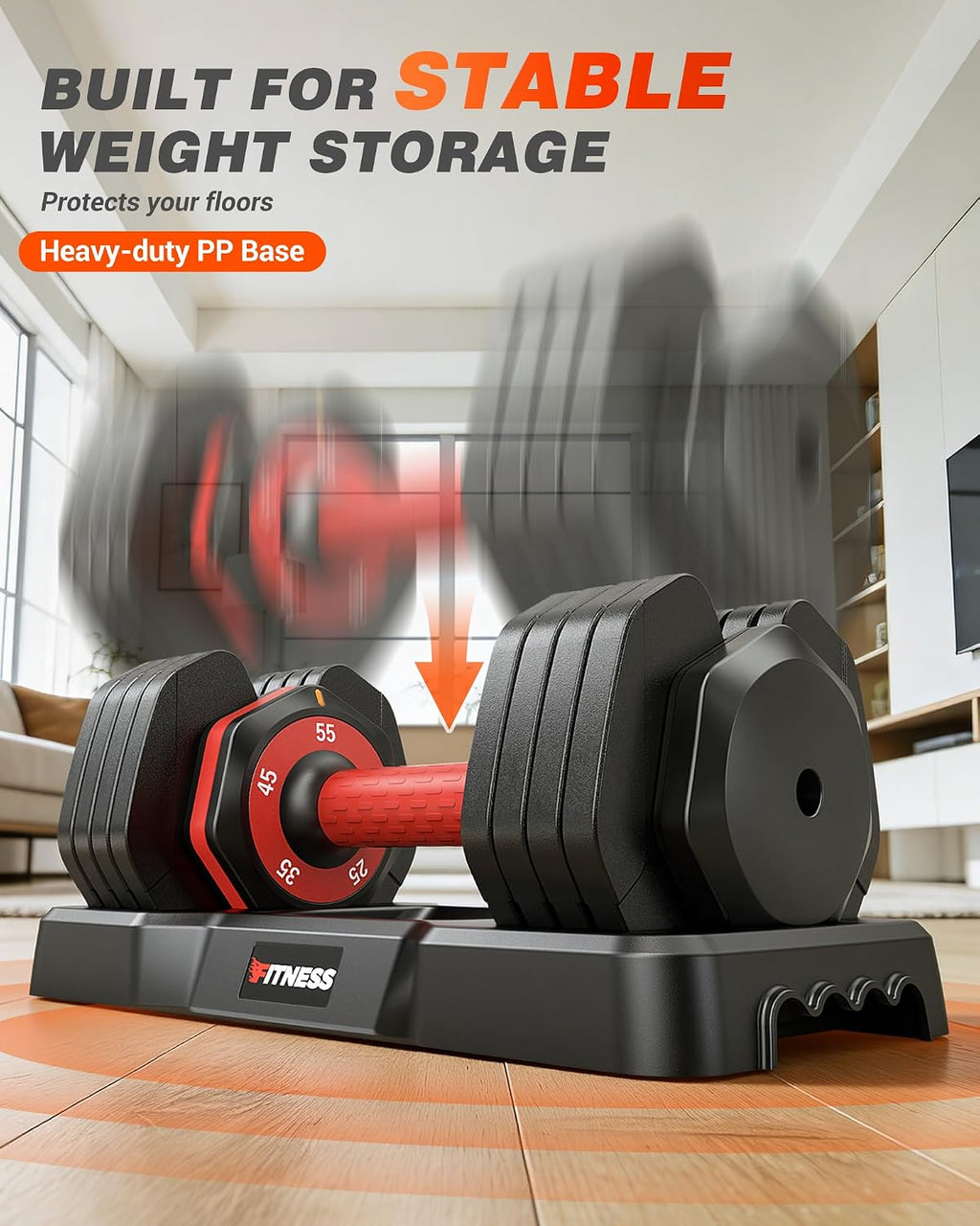 Adjustable Dumbbells Set of 2, 1 Hand Adjustable Weights Dumbbell Set and Workout Bench, 25/55/80lb Pair Weight Set For Home Gym Suit both Men and Women, Compact for Small Space Apartment Room