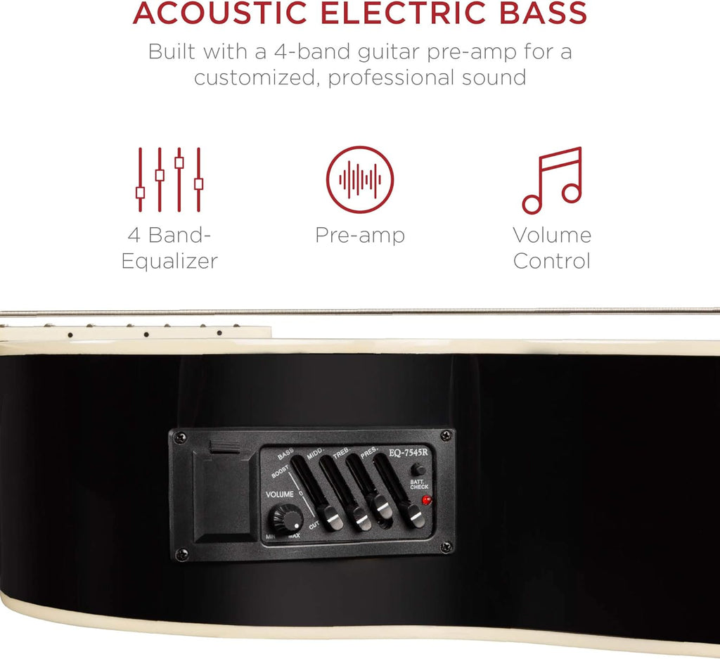 Best Choice Products Acoustic Electric Bass Guitar, Full Size 4 String, Fretted Bass Guitar w/Padded Gig Bag - Black