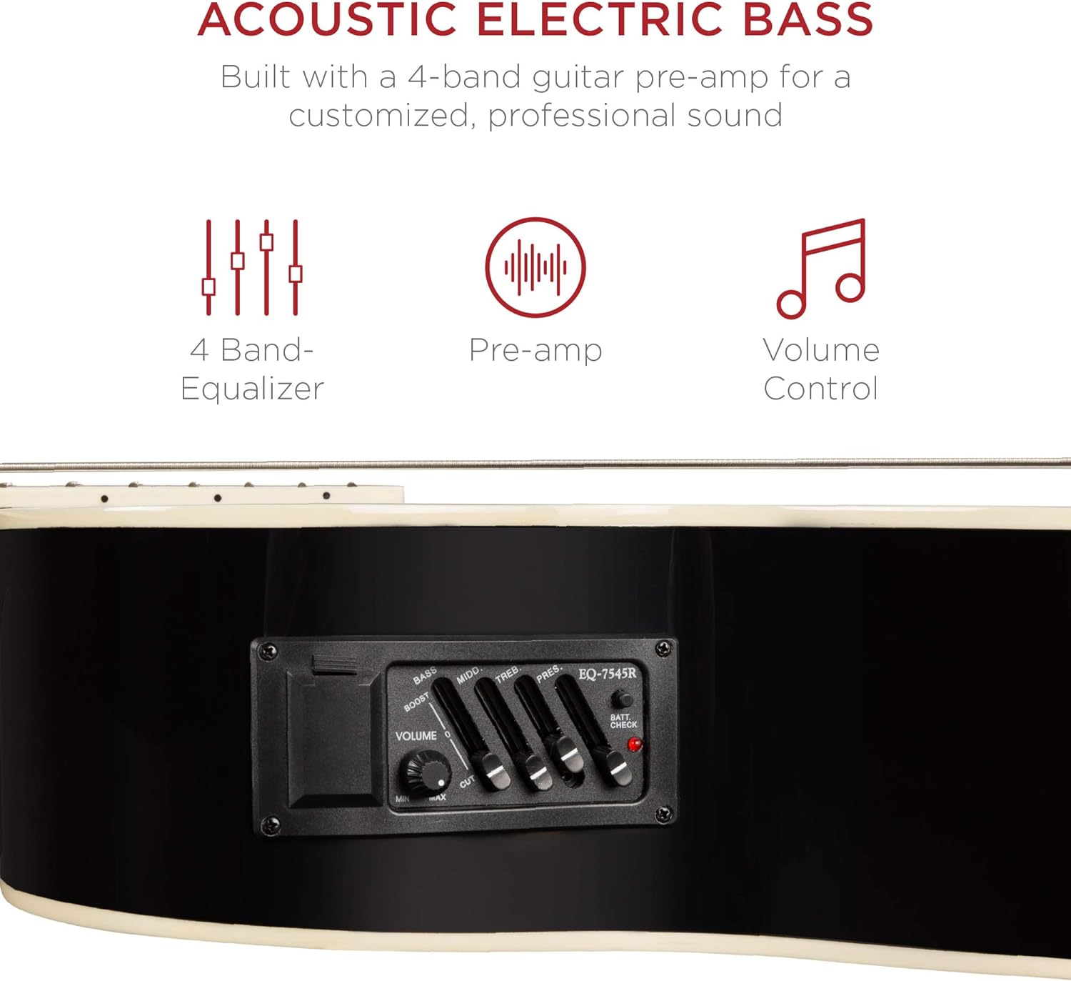 Best Choice Products Acoustic Electric Bass Guitar, Full Size 4 String, Fretted Bass Guitar w/Padded Gig Bag - Black