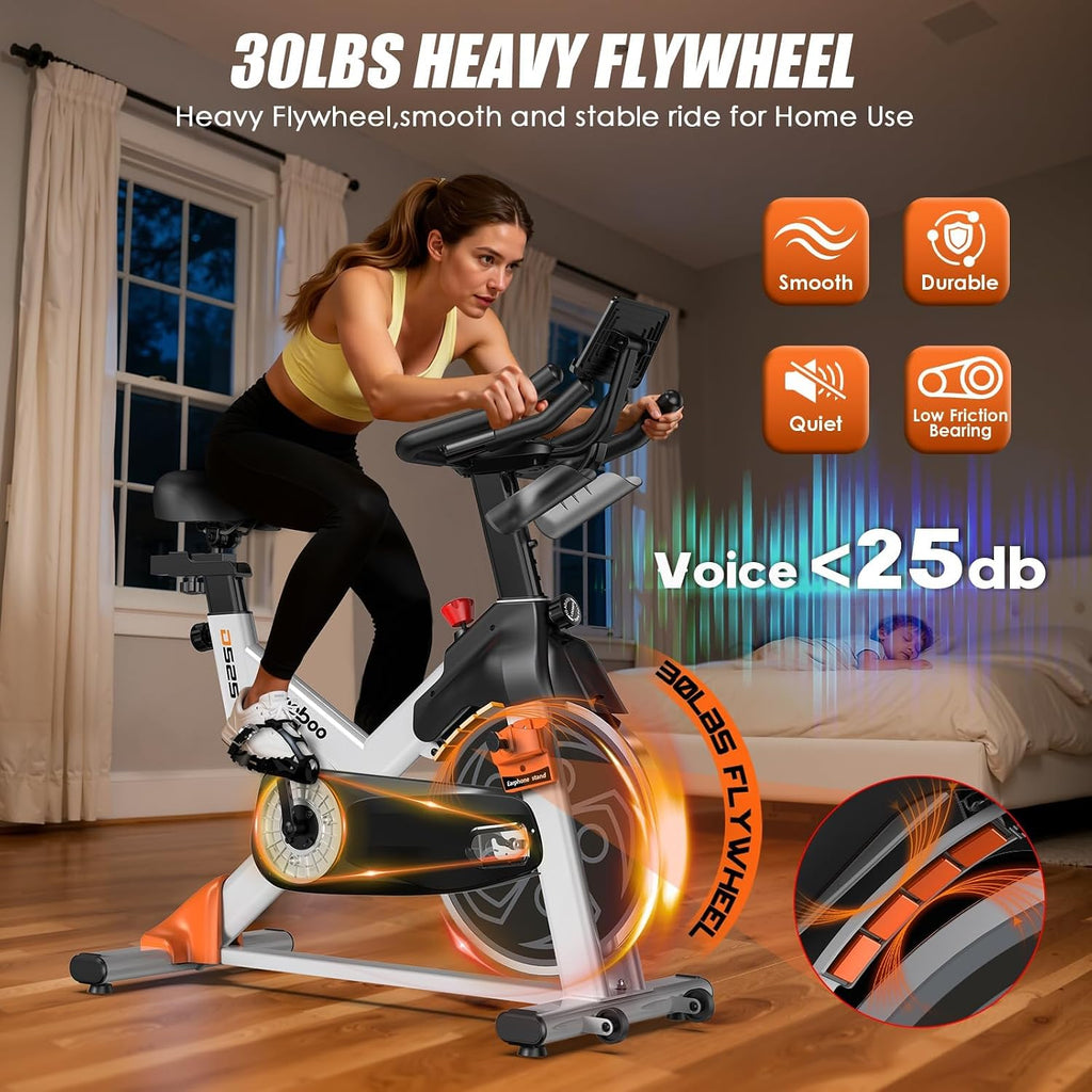 pooboo Exercise Bike,Stationary Bike with Exclusive App for Home,Magnetic Low Noise Indoor Cycling Bike with 350lbs Weight Capacity,Adjustable Seat,Tablet Mount and LCD Display for Weight Loss