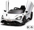 Kids Ride-on Car Licensed McLaren765LT for 3-6Years Old, Electric car 12V Battery Powered Electric Vehicle, w/Parent Remote, Music Player, LED Lights, Smooth Start, 3 Speeds, (White)
