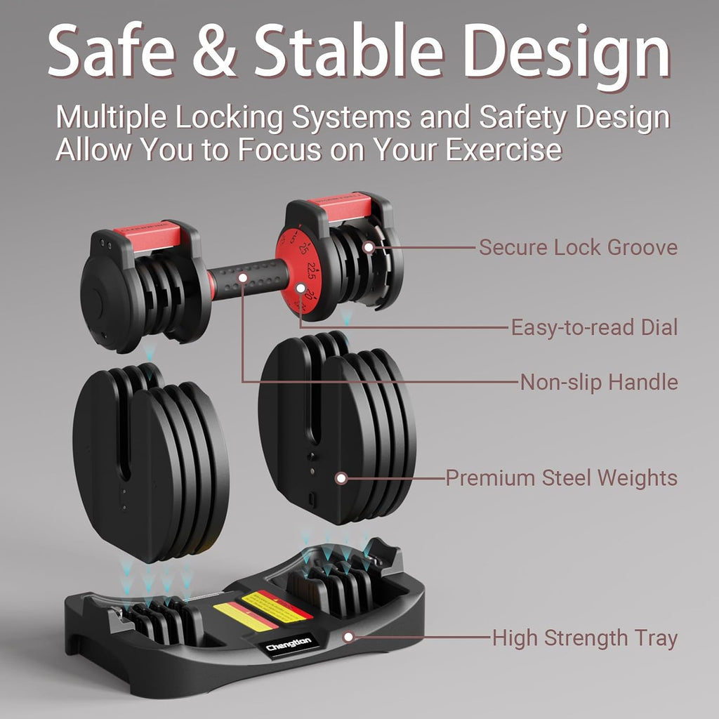 Adjustable Dumbbells 25/52.5 lbs, 9/15 in - Adjustable Weight Dumbbell Set for Full Body Exercise Training Fitness Workout in Home Gym