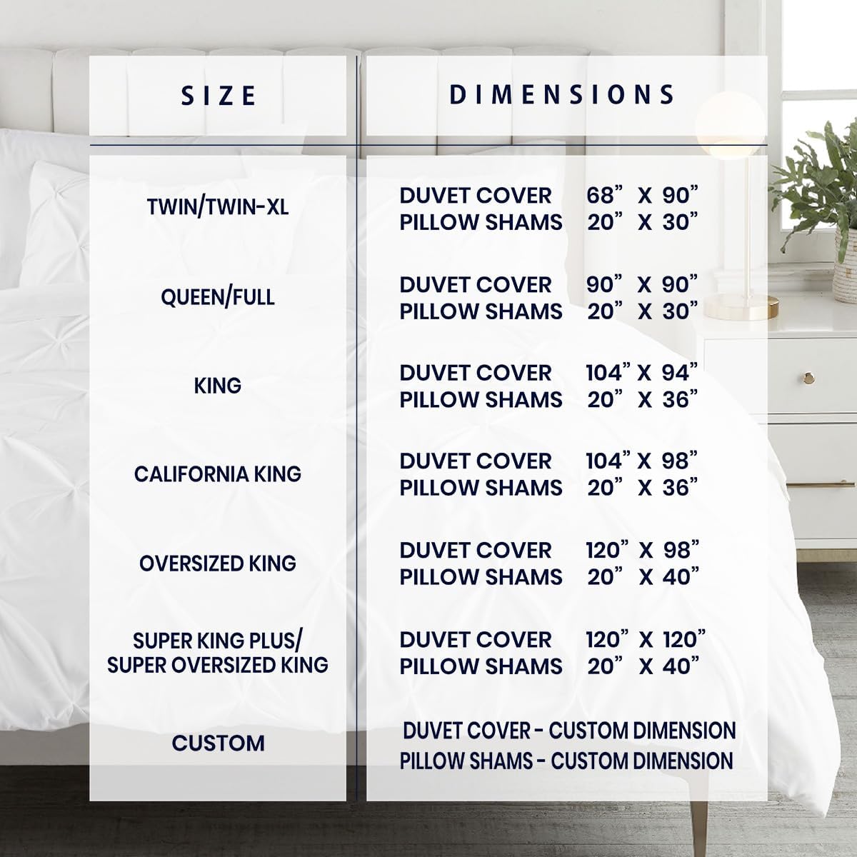 Kotton Culture Custom Pinch Pleated - Pintuck Duvet Cover - 100% Egyptian Cotton 600 Thread Count Decorative Customize Comforter Cover(Desired Dimensions) - Zipper Closure & 7 Internal Ties - White