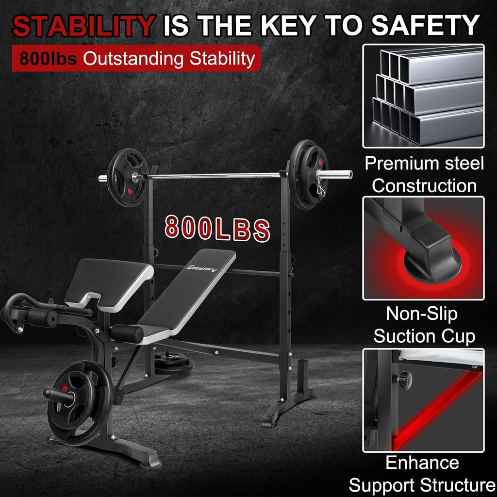 Olympic adjustable Weight Bench Set, Workout Equipment for Home Workouts, Bench Press with Preacher Curl, Leg Developer, Home Gym Full Body Workout