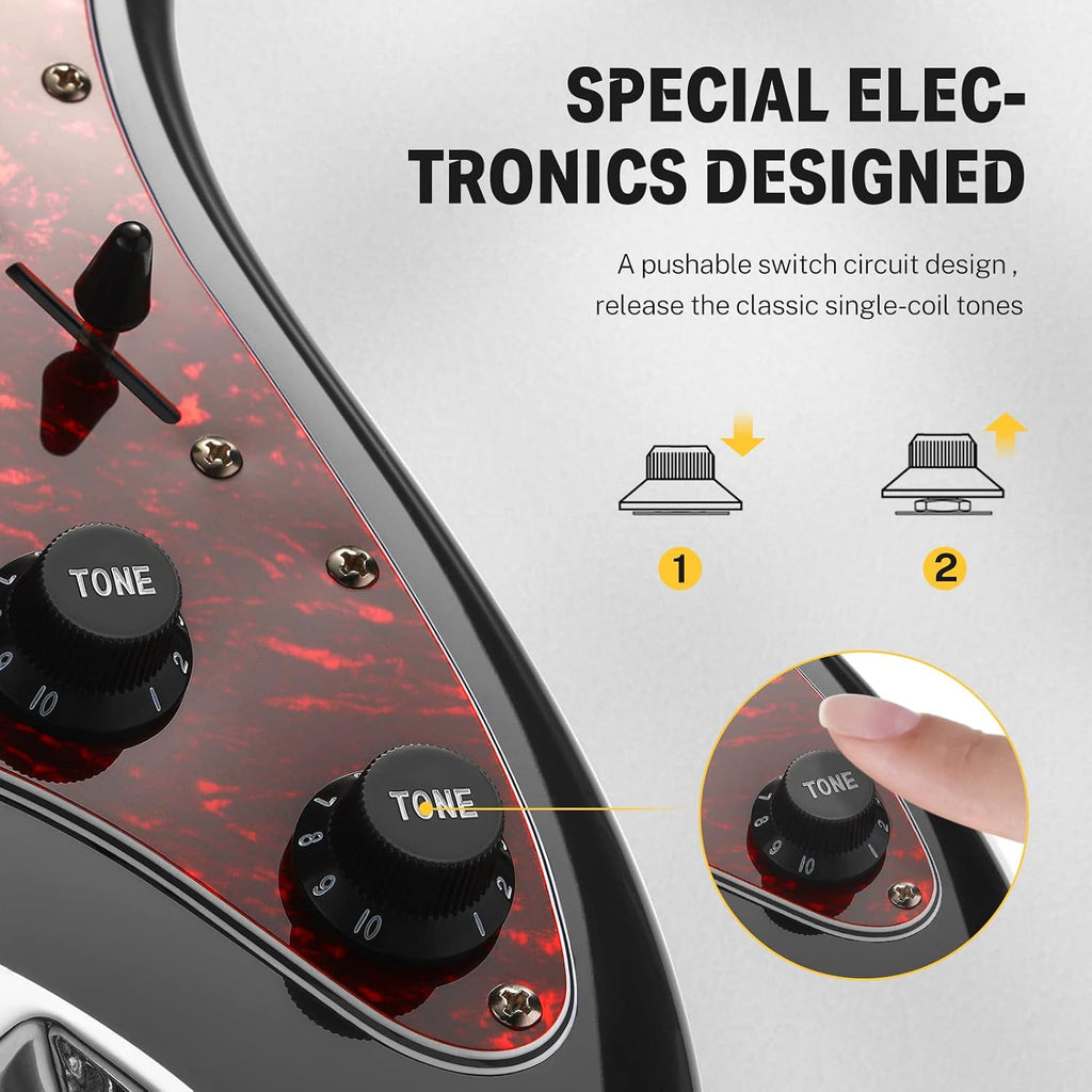 Donner 39 Inch Electric Guitar, Designer Series DST-200 Stylish Solid Body Electric Guitar for Beginner Intermediate & Pro Players, Single Coil Split System, Includes Bag, Cable, Strap