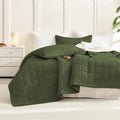 Sanracie Oversized King Quilt (120'x120'), Cotton Olive Green Waffle Weave Quilt Bedding Set 3Pcs Extra Wide Large Soft Breathable Luxury Aesthetic Bedding Coverlet for All Season