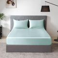 22 Momme 100% Mulberry Silk Bedding Set - 4-Piece Luxury Queen Size (2 Pillowcases, 1 Fitted Sheet, 1 Flat Sheet) - Fits 14-16' Deep Pocket (Solid, Light Blue)
