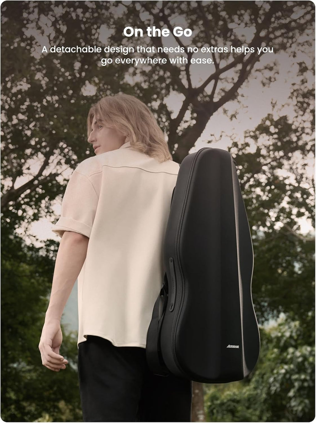 AeroBand Guitar Smart Guitar With Silicone Strings, Travel Silent Guitar With Detachable Fretboard, Headphone Jack, Built-in Speaker and Drum system, Aeroband APP Play, MIDI (White)
