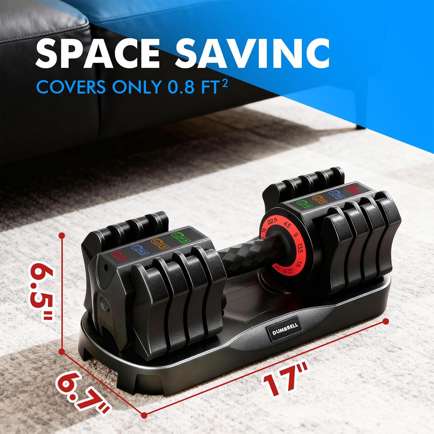 22.5lbs Adjustable Dumbbells, 5-in-1 Design for Full Body Workout, Space-Saving & Safe for Home Gym, Ideal for Beginners & Fitness Enthusiasts