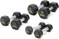 ZIVA Premium Hex Dumbbells – Commercial Grade Rubber Urethane Coated Free Weights for Strength Training, Weightlifting, Home Gym – Durable Steel Core – Sold in Pairs and Sets