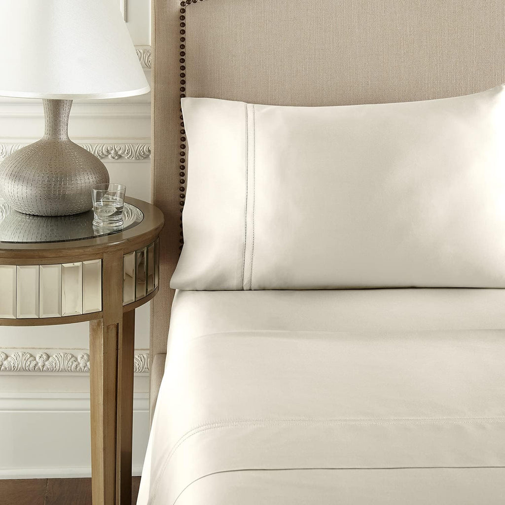Pure Parima Yalda Sheet Set – 100% Certified Egyptian Cotton, Double-Hem Stitch, Twin XL, Ivory