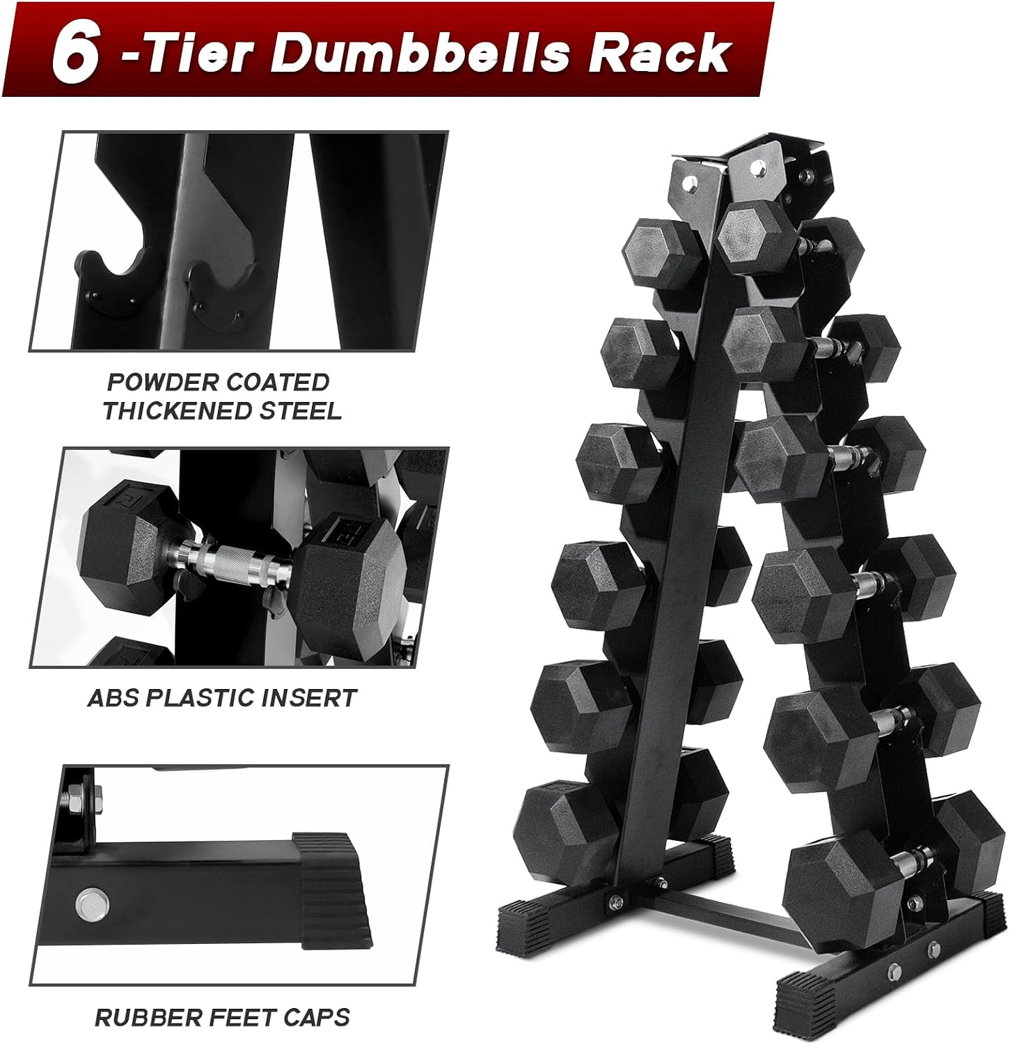 Ritfit 5-650 LBS PVC Encased Hex Dumbbell Sets with Optional Rack for Home Gym, Hand weight with Chrome Handle for Strength Training,Workouts