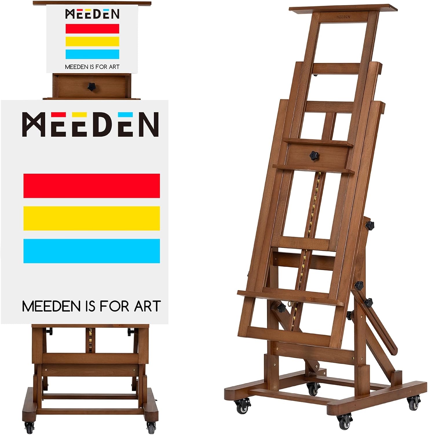 MEEDEN Extra-Large Art Painting Easel: Solid Beech Wood Artist Easel - Professional Heavy-Duty Studio Easel for Adults - Movable H Frame Floor Easel Stand for Painting Canvas up to 79'