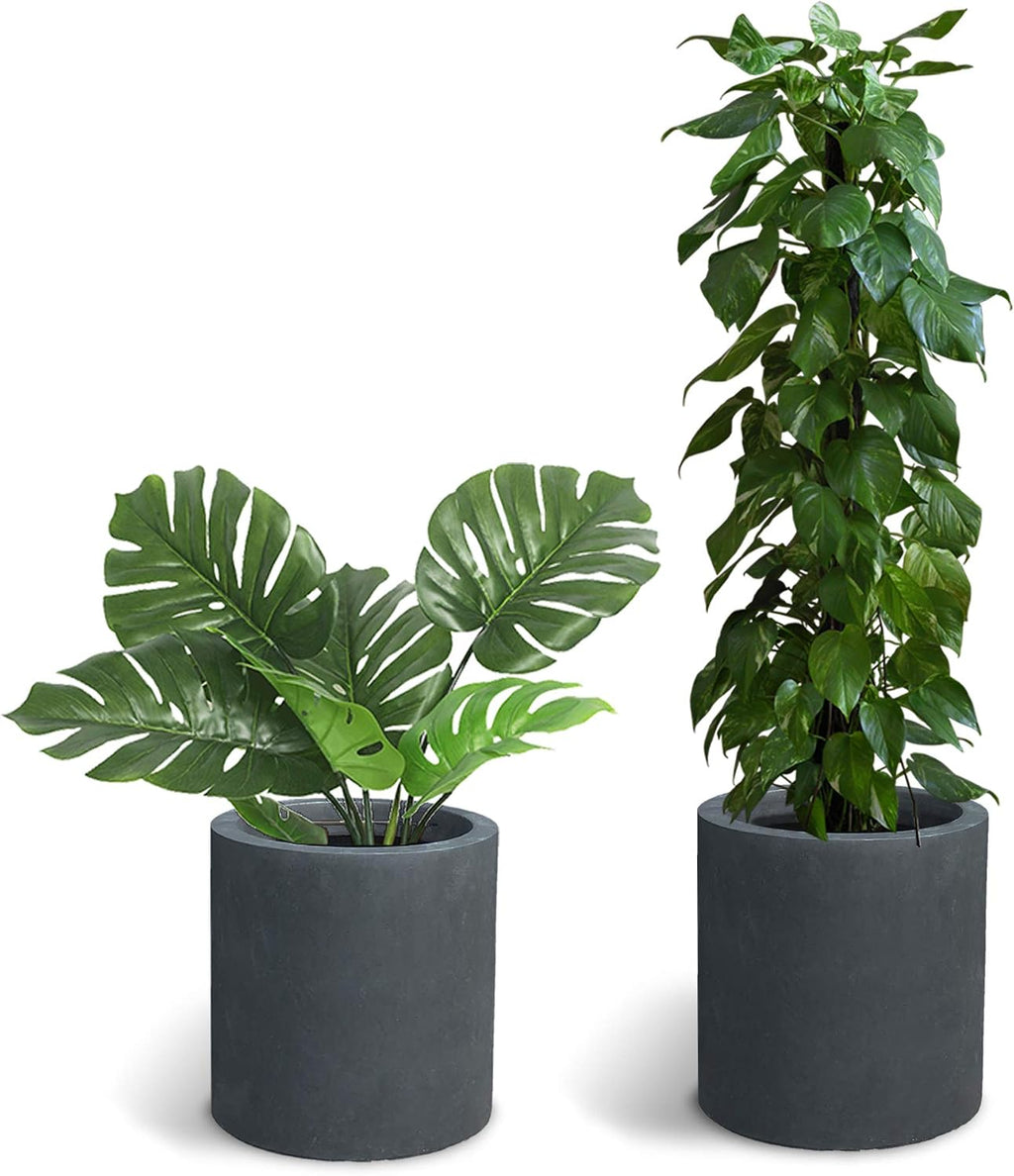 Kante 15.7' Dia Round Concrete Planter, Modern Style Large Cylindrical Plant Pot with Drainage Hole and Rubber Plug for Indoor Outdoor Patio, Charcoal