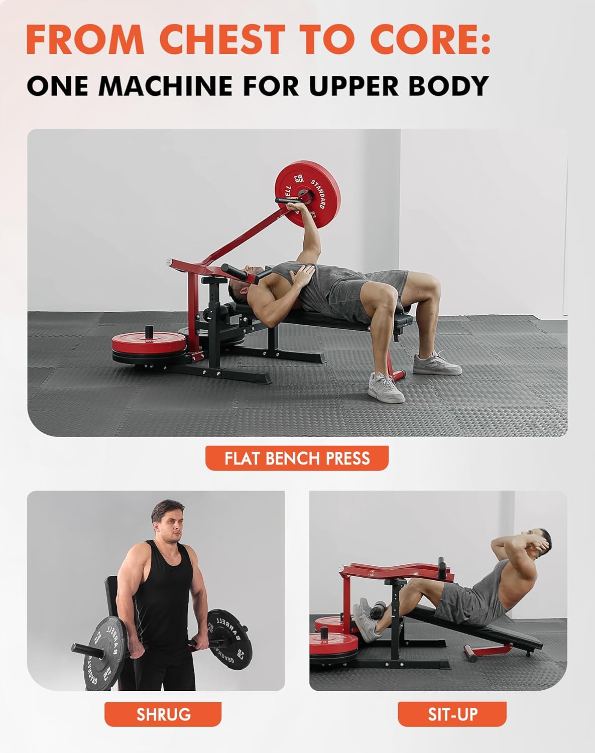 GMWD Chest Press Machine, 1200LBS Bench Press Machine with Independent Converging Arms, Adjustable Flat Incline Bench for Chest, AB Workouts, Shoulder Home Gym Equipment, V1
