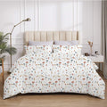 Luxury Floral Print Duvet Cover Set Oversized King plus 128x120 Inch – 100% Cotton Soft Breathable Bedding with Zipper Closure & Corner Ties, 3 Piece Botanical Flower Pattern with 2 Pillow Shams
