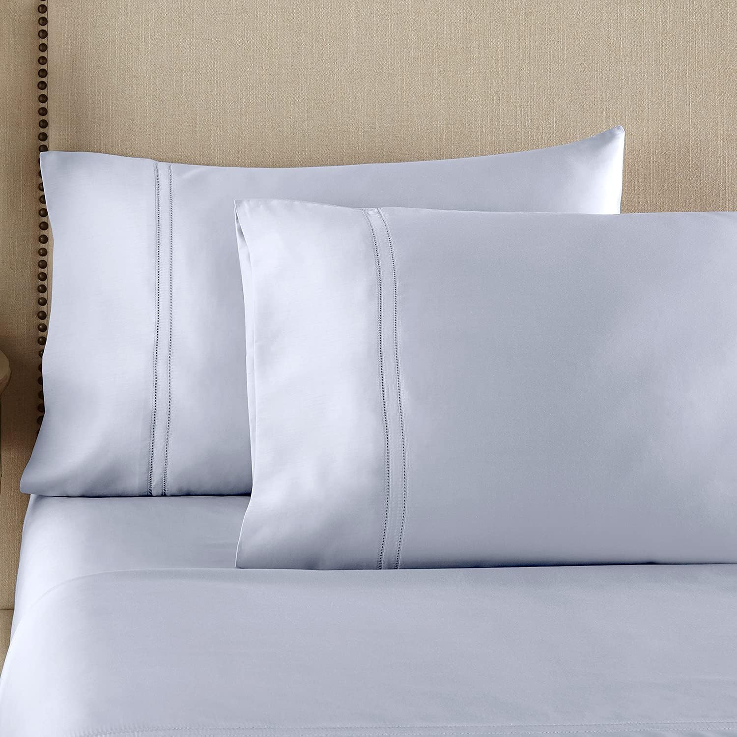 Pure Parima Yalda Sheet Set – 100% Certified Egyptian Cotton, Double-Hem Stitch, Twin XL, ICY Blue