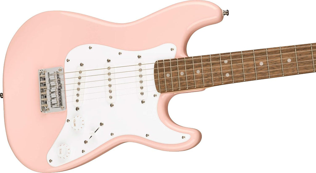 Fender Squier 3/4-Size Kids Mini Strat Electric Guitar - Shell Pink Bundle with Amplifier, Cable, Tuner, Strap, Picks, and Austin Bazaar Instructional DVD